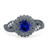 Sunflower Ring Infinity Twisted Round Cubic Zirconia 925 Sterling Silver