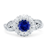 Sunflower Ring Infinity Twisted Round Cubic Zirconia 925 Sterling Silver