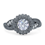 Sunflower Ring Infinity Twisted Round Cubic Zirconia 925 Sterling Silver