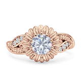Sunflower Ring Infinity Twisted Round Cubic Zirconia 925 Sterling Silver