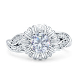Sunflower Ring Infinity Twisted Round Cubic Zirconia 925 Sterling Silver