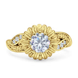 Sunflower Ring Infinity Twisted Round Cubic Zirconia 925 Sterling Silver