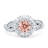 Sunflower Ring Infinity Twisted Round Cubic Zirconia 925 Sterling Silver