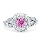 Sunflower Ring Infinity Twisted Round Cubic Zirconia 925 Sterling Silver