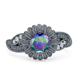 Sunflower Ring Infinity Twisted Round Cubic Zirconia 925 Sterling Silver