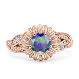 Sunflower Ring Infinity Twisted Round Cubic Zirconia 925 Sterling Silver