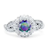 Sunflower Ring Infinity Twisted Round Cubic Zirconia 925 Sterling Silver