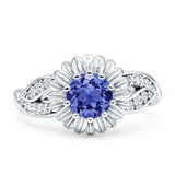 Sunflower Ring Infinity Twisted Round Cubic Zirconia 925 Sterling Silver