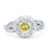 Sunflower Ring Infinity Twisted Round Cubic Zirconia 925 Sterling Silver