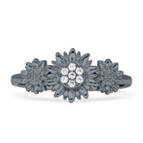 Sunflower Trio Ring Elegant Vintage Style Cubic Zirconia 925 Sterling Silver