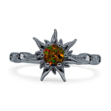 Sun Ring Round Cubic Zirconia 925 Sterling Silver