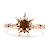 Sun Ring Round Cubic Zirconia 925 Sterling Silver
