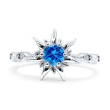 Sun Ring Round Cubic Zirconia 925 Sterling Silver