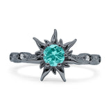 Sun Ring Round Cubic Zirconia 925 Sterling Silver