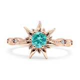 Sun Ring Round Cubic Zirconia 925 Sterling Silver