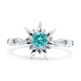 Sun Ring Round Cubic Zirconia 925 Sterling Silver