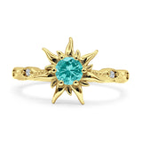 Sun Ring Round Cubic Zirconia 925 Sterling Silver