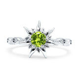 Sun Ring Round Cubic Zirconia 925 Sterling Silver