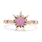 Sun Ring Round Cubic Zirconia 925 Sterling Silver