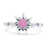 Sun Ring Round Cubic Zirconia 925 Sterling Silver