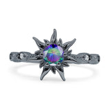Sun Ring Round Cubic Zirconia 925 Sterling Silver
