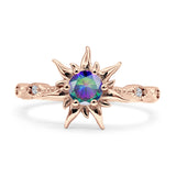 Sun Ring Round Cubic Zirconia 925 Sterling Silver