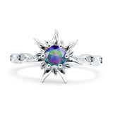 Sun Ring Round Cubic Zirconia 925 Sterling Silver