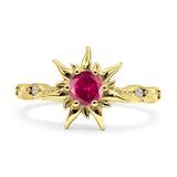 Sun Ring Round Cubic Zirconia 925 Sterling Silver