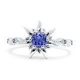 Sun Ring Round Cubic Zirconia 925 Sterling Silver