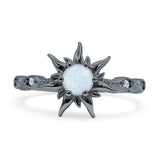 Sun Ring Round Cubic Zirconia 925 Sterling Silver