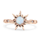 Sun Ring Round Cubic Zirconia 925 Sterling Silver