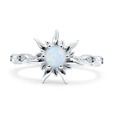 Sun Ring Round Cubic Zirconia 925 Sterling Silver