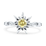 Sun Ring Round Cubic Zirconia 925 Sterling Silver