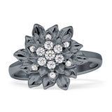 Flower Engagement Ring Cocktail Cubic Zirconia 925 Sterling Silver