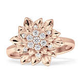 Flower Engagement Ring Cocktail Cubic Zirconia 925 Sterling Silver