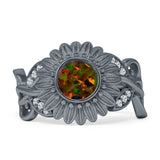Sunflower Twisted Vine Leaf Engagement Ring Cubic Zirconia 925 Sterling Silver