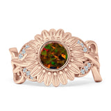 Sunflower Twisted Vine Leaf Engagement Ring Cubic Zirconia 925 Sterling Silver