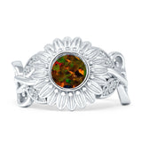Sunflower Twisted Vine Leaf Engagement Ring Cubic Zirconia 925 Sterling Silver