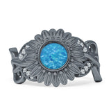 Sunflower Twisted Vine Leaf Engagement Ring Cubic Zirconia 925 Sterling Silver