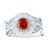 Sunflower Twisted Vine Leaf Engagement Ring Cubic Zirconia 925 Sterling Silver