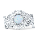 Sunflower Twisted Vine Leaf Engagement Ring Cubic Zirconia 925 Sterling Silver
