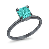 Solitaire Wedding Ring Princess Cut Simulated Cubic Zirconia 925 Sterling Silver