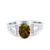 Oval Art Deco Wedding Engagement Ring Simulated Cubic Zirconia 925 Sterling Silver