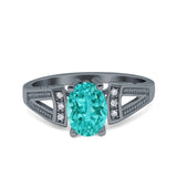 Oval Art Deco Wedding Engagement Ring Simulated Cubic Zirconia 925 Sterling Silver