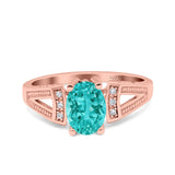 Oval Art Deco Wedding Engagement Ring Simulated Cubic Zirconia 925 Sterling Silver