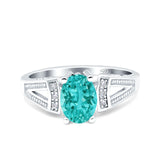 Oval Art Deco Wedding Engagement Ring Simulated Cubic Zirconia 925 Sterling Silver