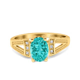 Oval Art Deco Wedding Engagement Ring Simulated Cubic Zirconia 925 Sterling Silver