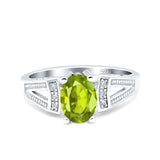 Oval Art Deco Wedding Engagement Ring Simulated Cubic Zirconia 925 Sterling Silver