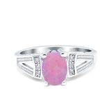 Oval Art Deco Wedding Engagement Ring Simulated Cubic Zirconia 925 Sterling Silver