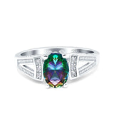 Oval Art Deco Wedding Engagement Ring Simulated Cubic Zirconia 925 Sterling Silver